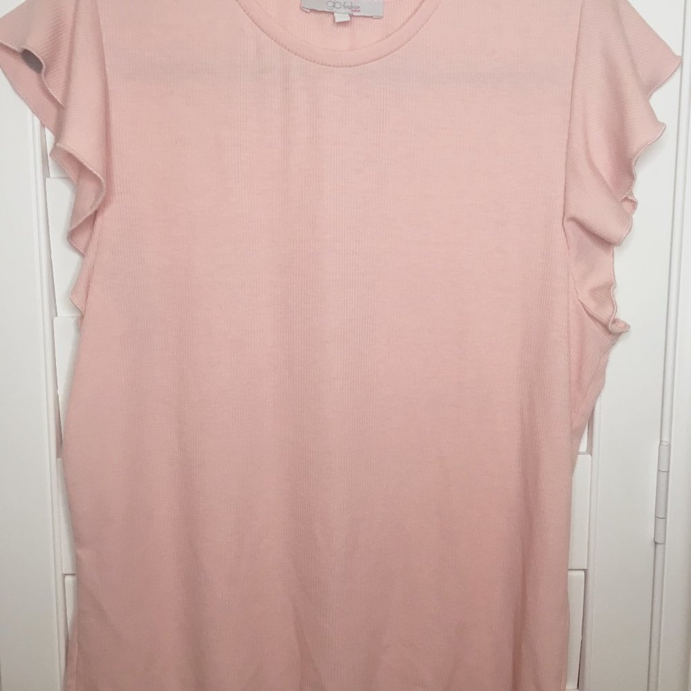 Glo Fashion-Pink Short-Sleeve Top-Size Large